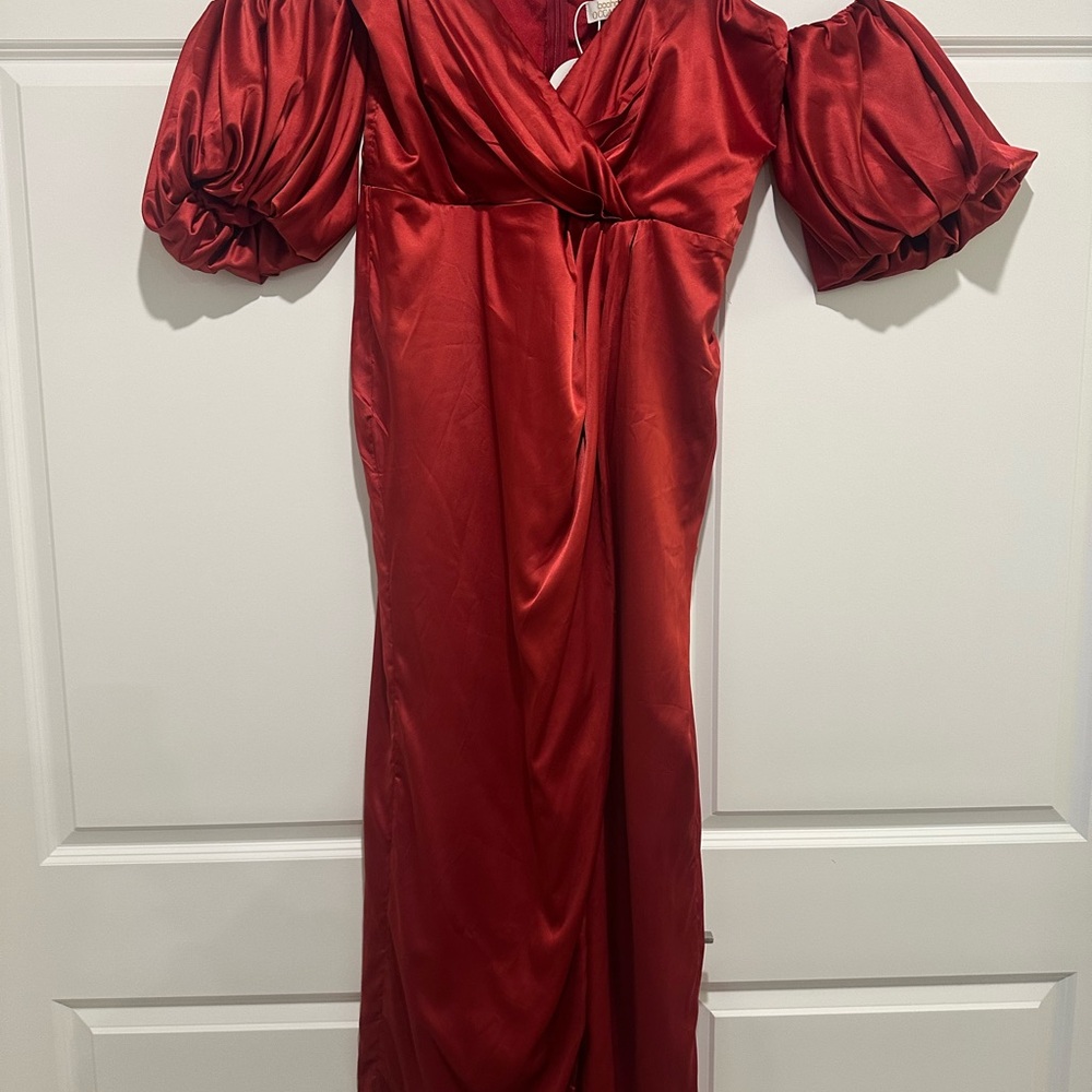 Boohoo Women’s Deep Red Satin Dress